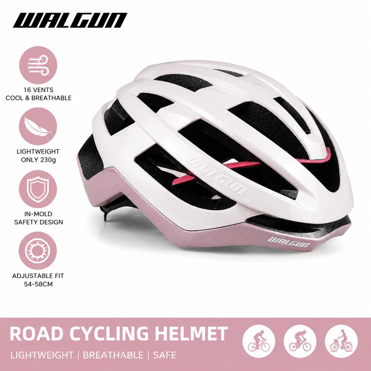 

WALGUN Road Bike Helmet CE+CPSC Certified for Urban Commuter & Beginner Casual Cycling 54-61cm Adjustable