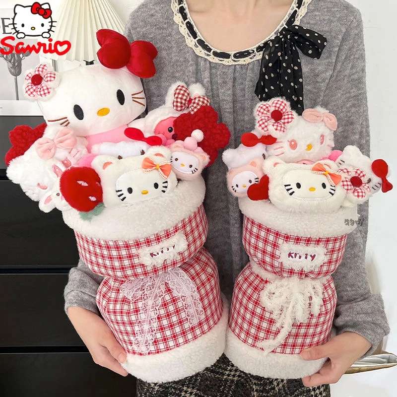 New Hellokitty Doll Bouquet Girl'S Favorite Heart Cute Cartoon Doll Flower Gift Birthday Graduation Best Friend Girlfriend Doll