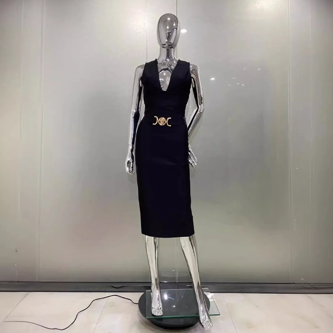 

Summer Fashion Belt Sexy Low Cut Sleeveless Hip Hugging Party Bandage Dress