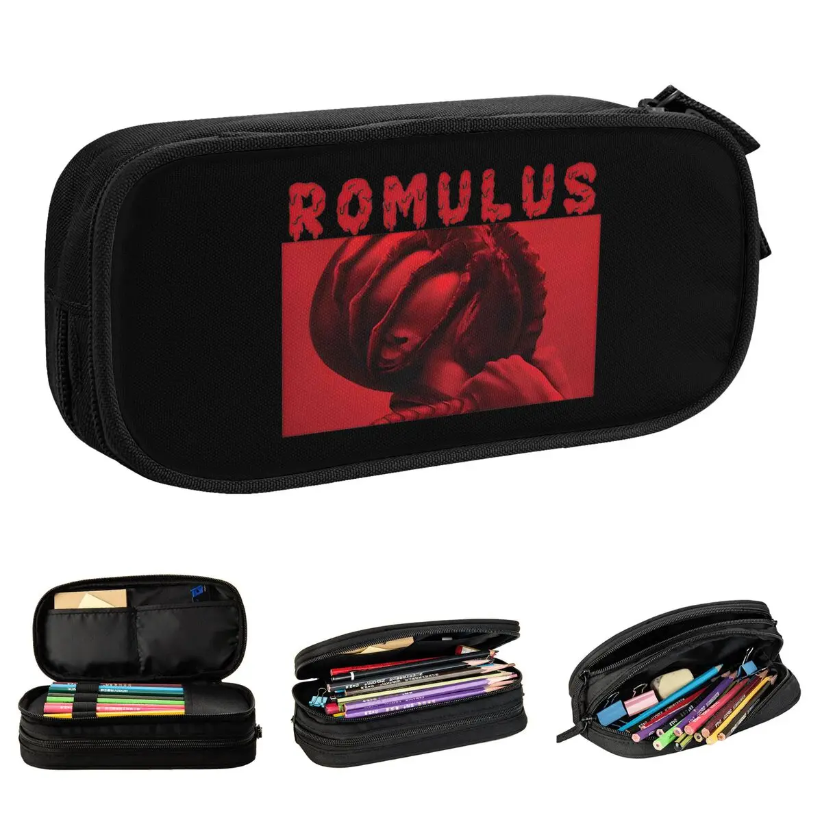 Alien Romulus 2024 Movie Horror Pencil Case Lovely Halloween Pen Box Bags for Student Big Capacity Office Cosmetic Pencil Box