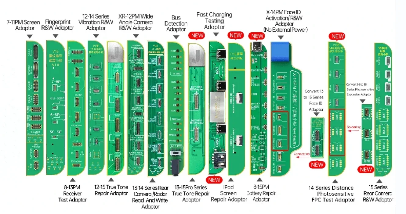 JCID Testing Repair Adaptor for V1S Pro/V1SE True Tone/Battery/Screen/Rear Camera/Front Camera Working Use Repair Tool