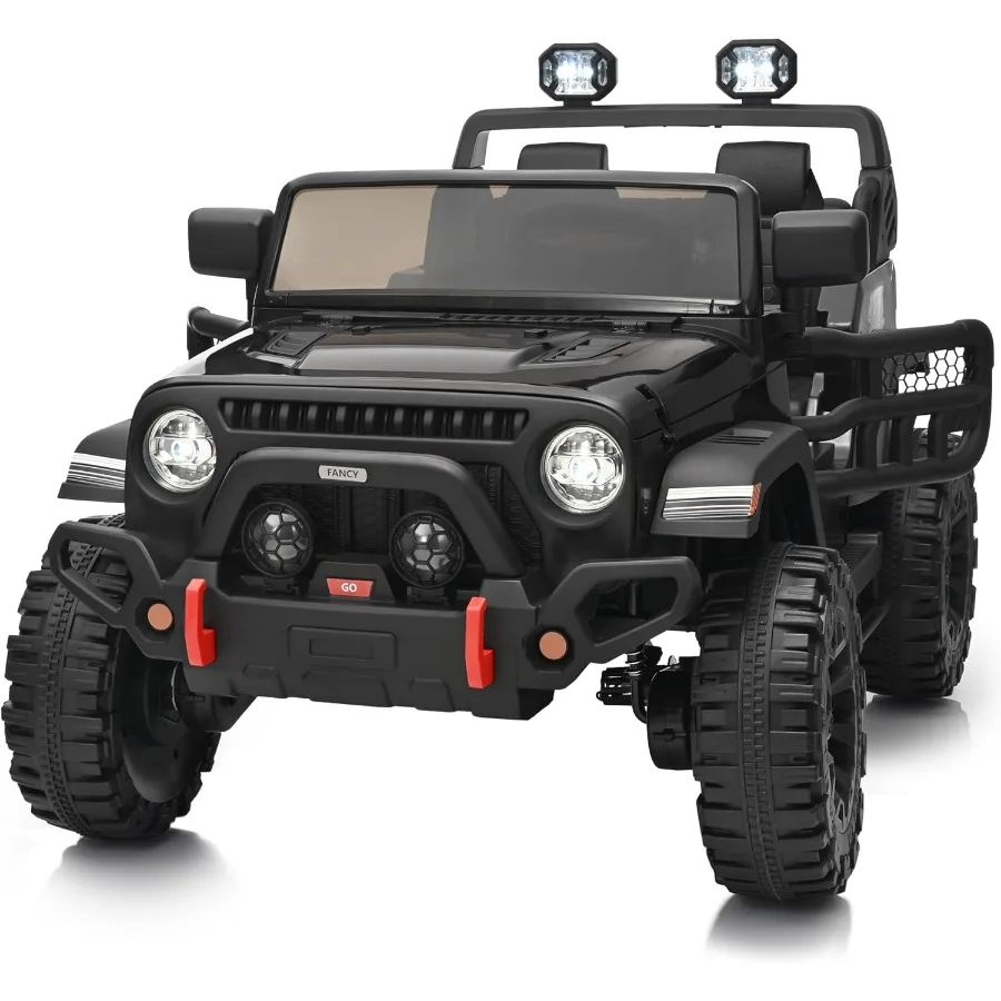 2 Seater Ride on Car Truck 12V Electric Ride on Toy for Big Age 3-8 w/Remote Control- Black