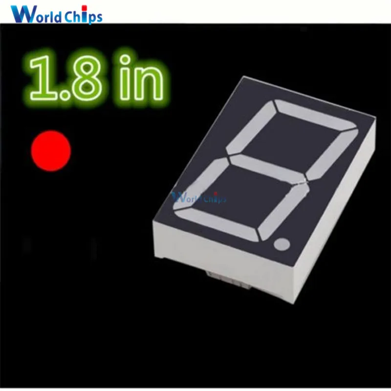 5Pcs 10 Pins 1.8 inch 1 Bit Digit Red Led Display 7 Segment Common Cathode Digital Display