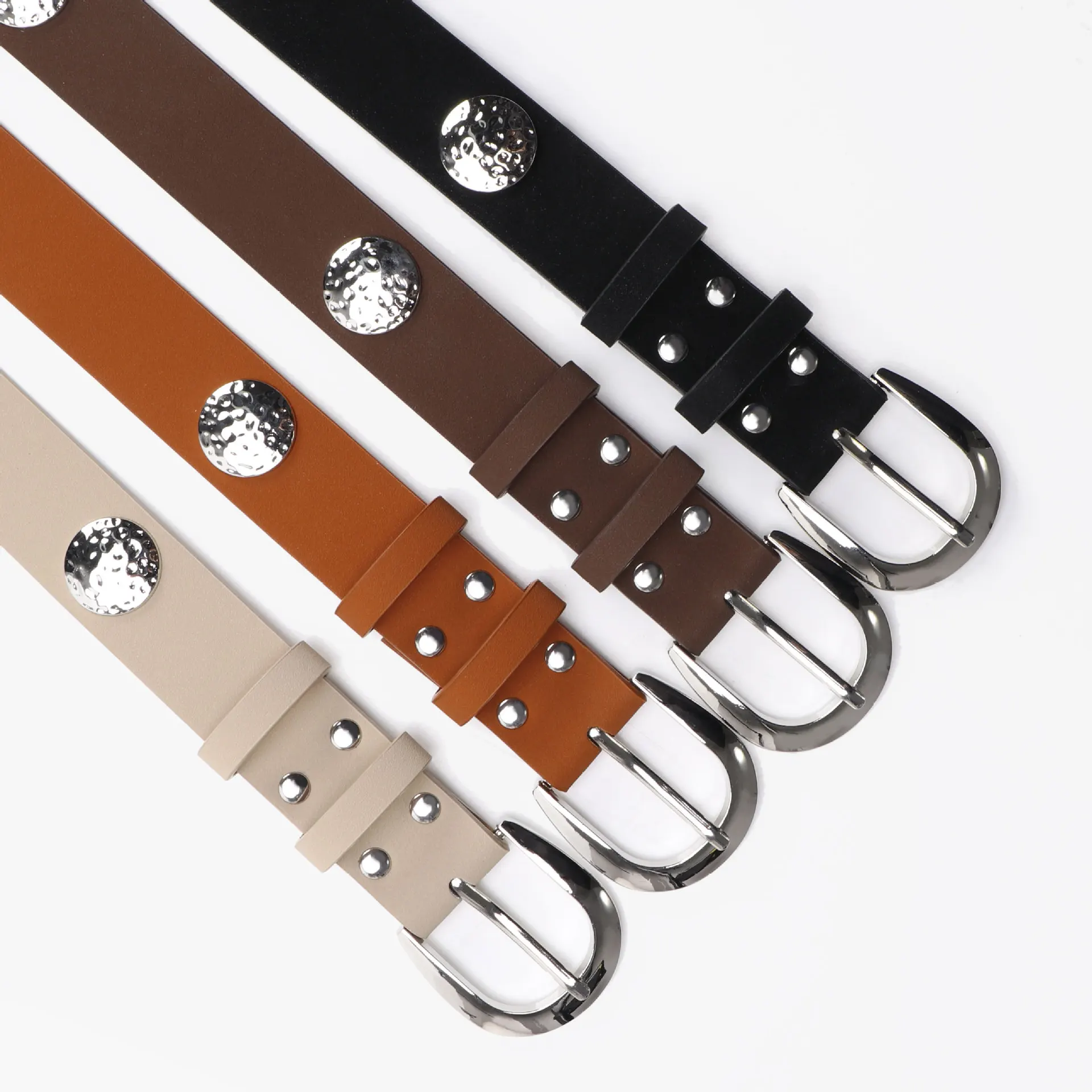 New Large Round Rivet Belt for Women – Versatile Decorative Belt for Jeans, Cross-border American Y2K Style Buckle Belt