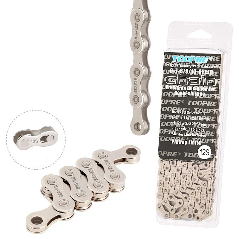 

TOOPRE Mountain Bike Chain 12 Speed Silver Electroplating Chains 116 Links Iamok Bicycle Parts