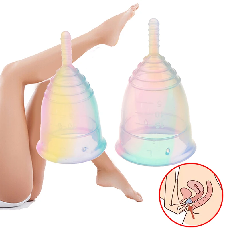 1PCS Women Colorful Cup Medical Grade Silicone Menstrual Cup Feminine Hygiene Menstrual Portable Lady Cup Health Care Period Cup