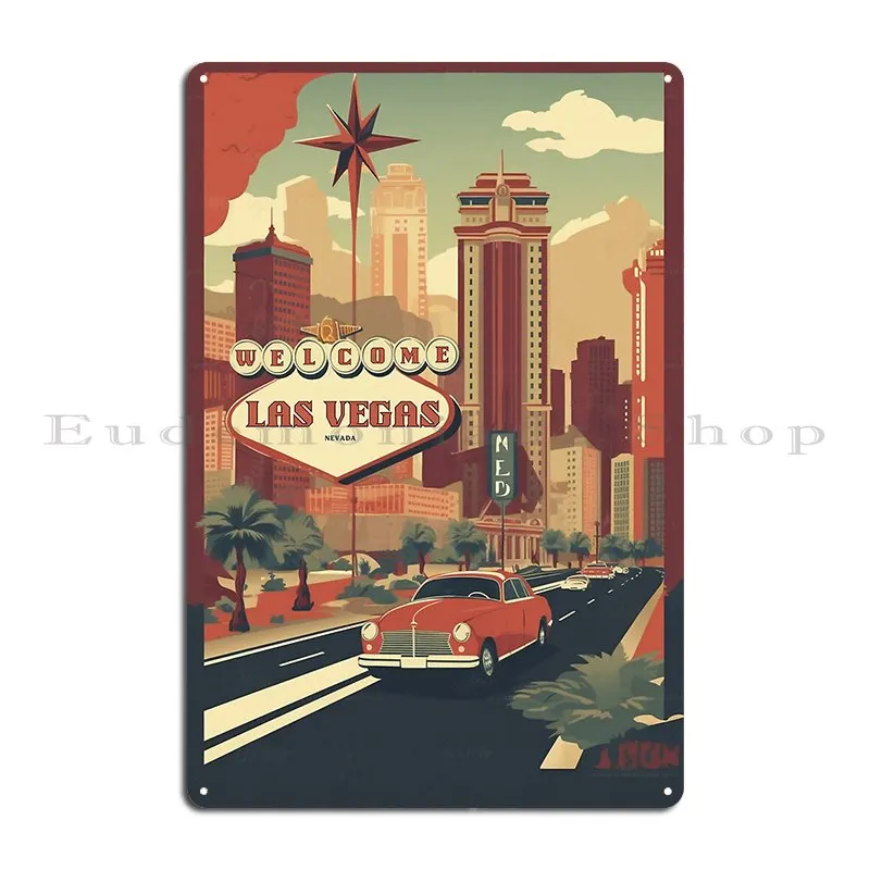 

Las Vegas Vintage Poster Metal Plaque Garage Club Cinema Club Create Custom Tin Sign Poster