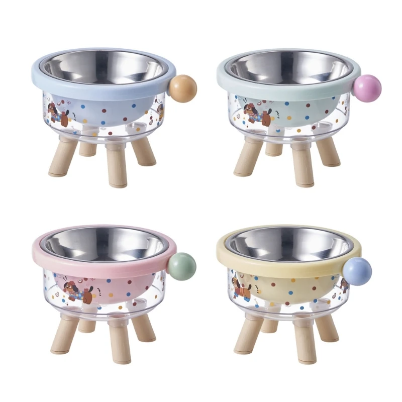 K1AE Pet Feeding Station With Bowl Insert Dish For Better Digestion Stainless Steel Bowl Feeding Stand