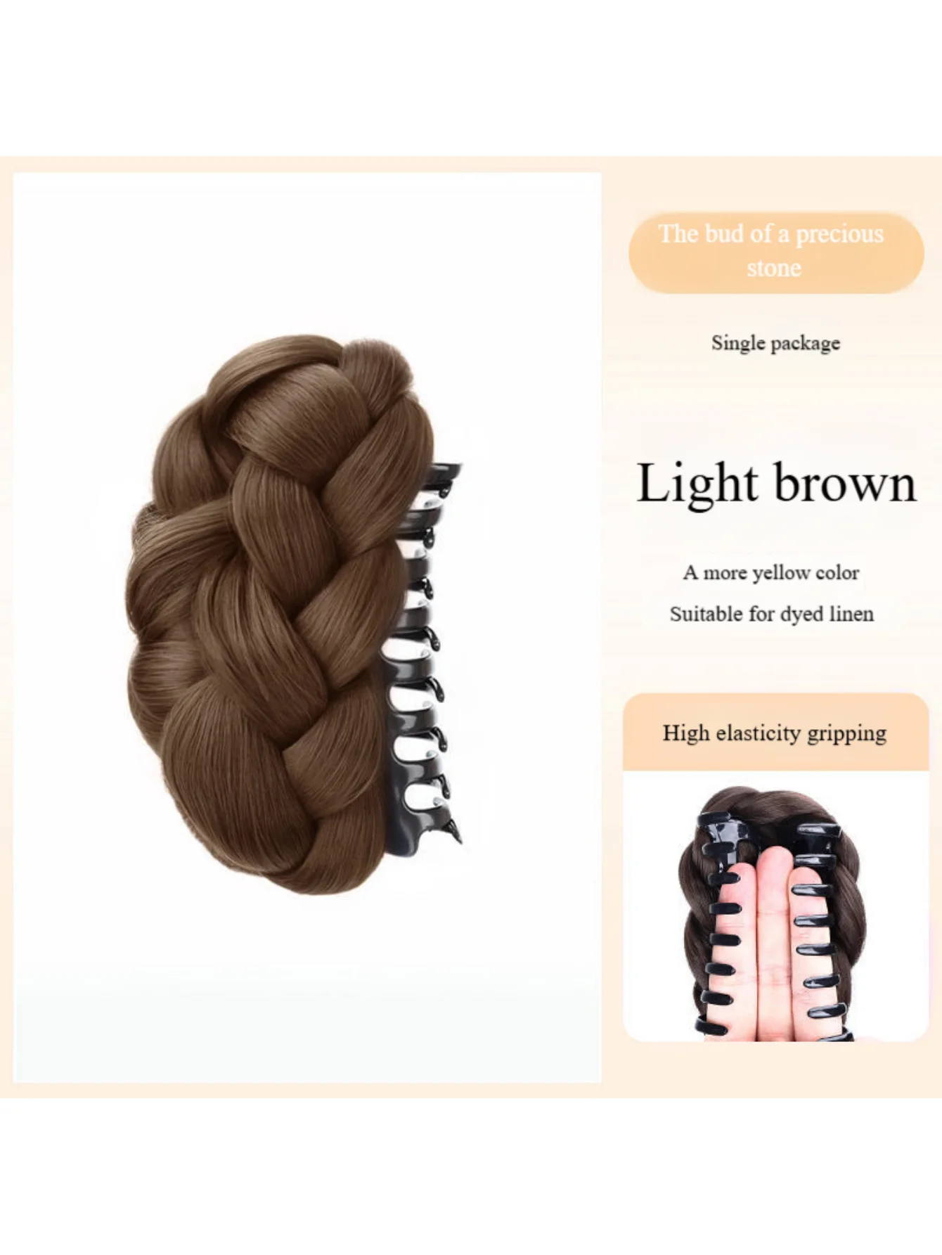 Damen-Haarteil mit geflochtenem Dutt, künstliche Haarklammer, Kleber, Hochsteckfrisur, flauschiges Haar-Accessoire, Haarbündel für den Hinterkopf – Detail 6