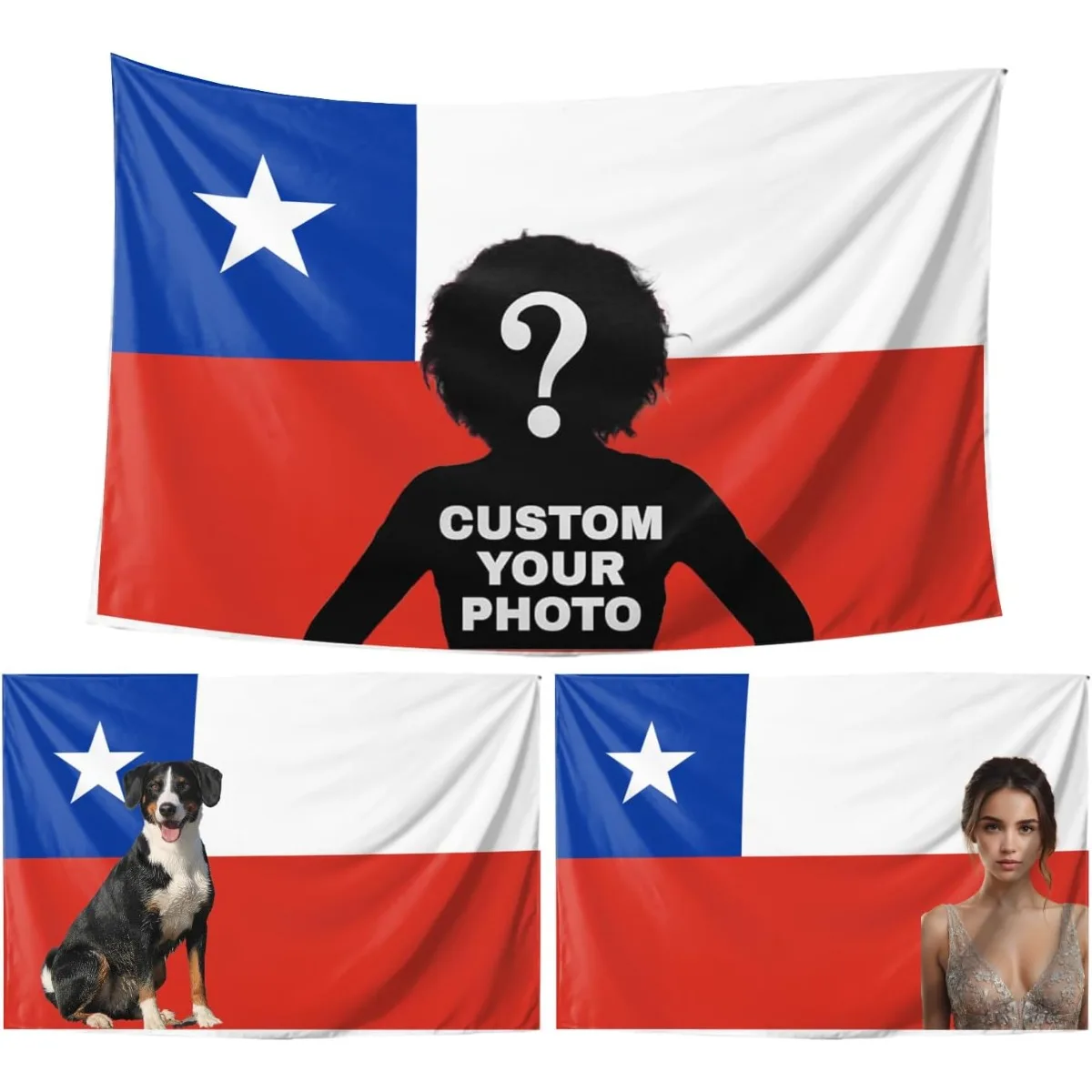 Custom Chile Flag Tapestry Personalized Photo Image Design Wall Hanging Banner for Bedroom Dorm Room Decor