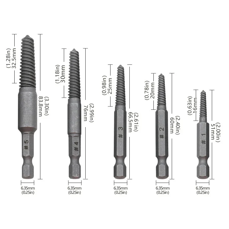 Imagem -02 - Conjunto Extrator de Parafuso de Decapitação de Haste Hexagonal Chave de Fenda de Cabeça Rotativa Conjuntos de Ferramentas de Broca Elétrica para Trabalhar Madeira