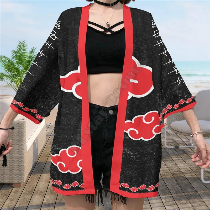 Kimono Akatsuki Prajurit Musim Panas Gambar Cetak 3D Wanita untuk Pria Kimono Cardigan Cosplay Kawaii Lembut Jepang Pakaian Uniseks Kimono Kemeja