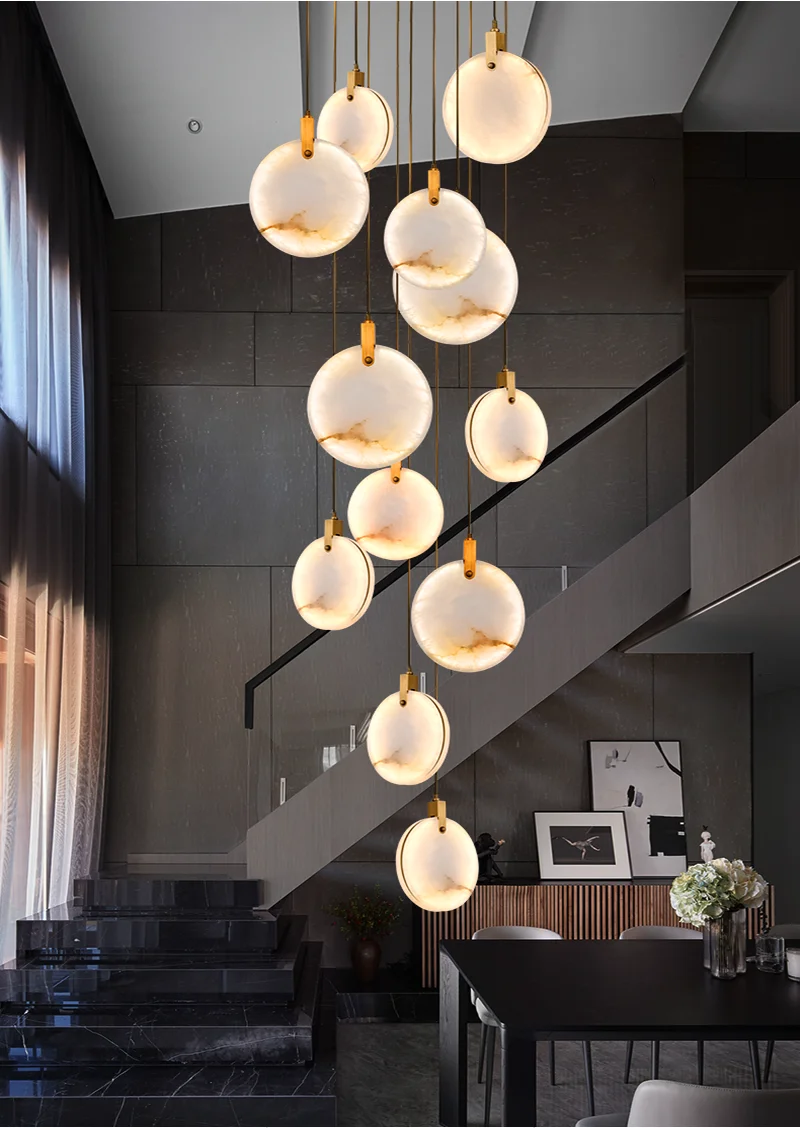 

BOSSEN Designer Brass Marble Chandelier Dimmable 3-Color Change Nordic Ceiling lamp Pendant Light for Living Dining Room lustre
