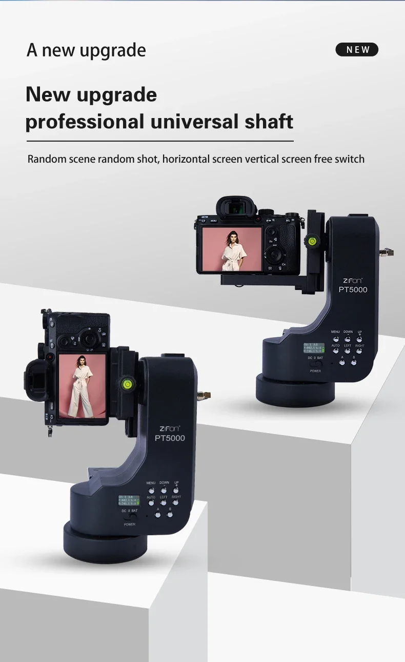 ZIFON PT5000 Motorized Panoramic Rotating Video Tripod Head Auto Remote Control Aluminum Pan Tilt for 5KG Payload