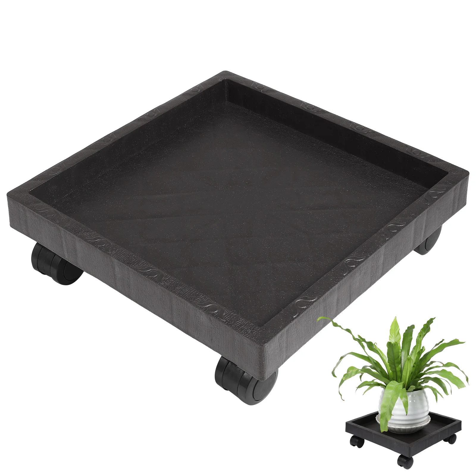 

Thick Durable Plant Stand Flower Pot Tray Plastic Pallet Movable Rolling Plant Trolley for Patio Garden Indoor Outdoor