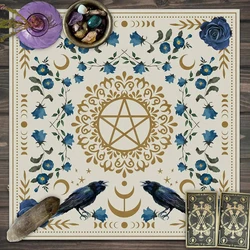 1pc Moon phase flower bed cloth, altar cloth, sun and moon plant tarot card cloth, tarot card tablecloth