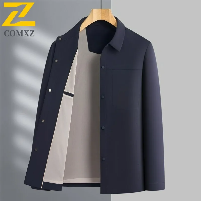 Mens Lapel Jacket Autumn 2025 New Light Luxury Wrinkle Resistant Loose Fit Outerwear Casual Fashion Comfort Windproof Jackets