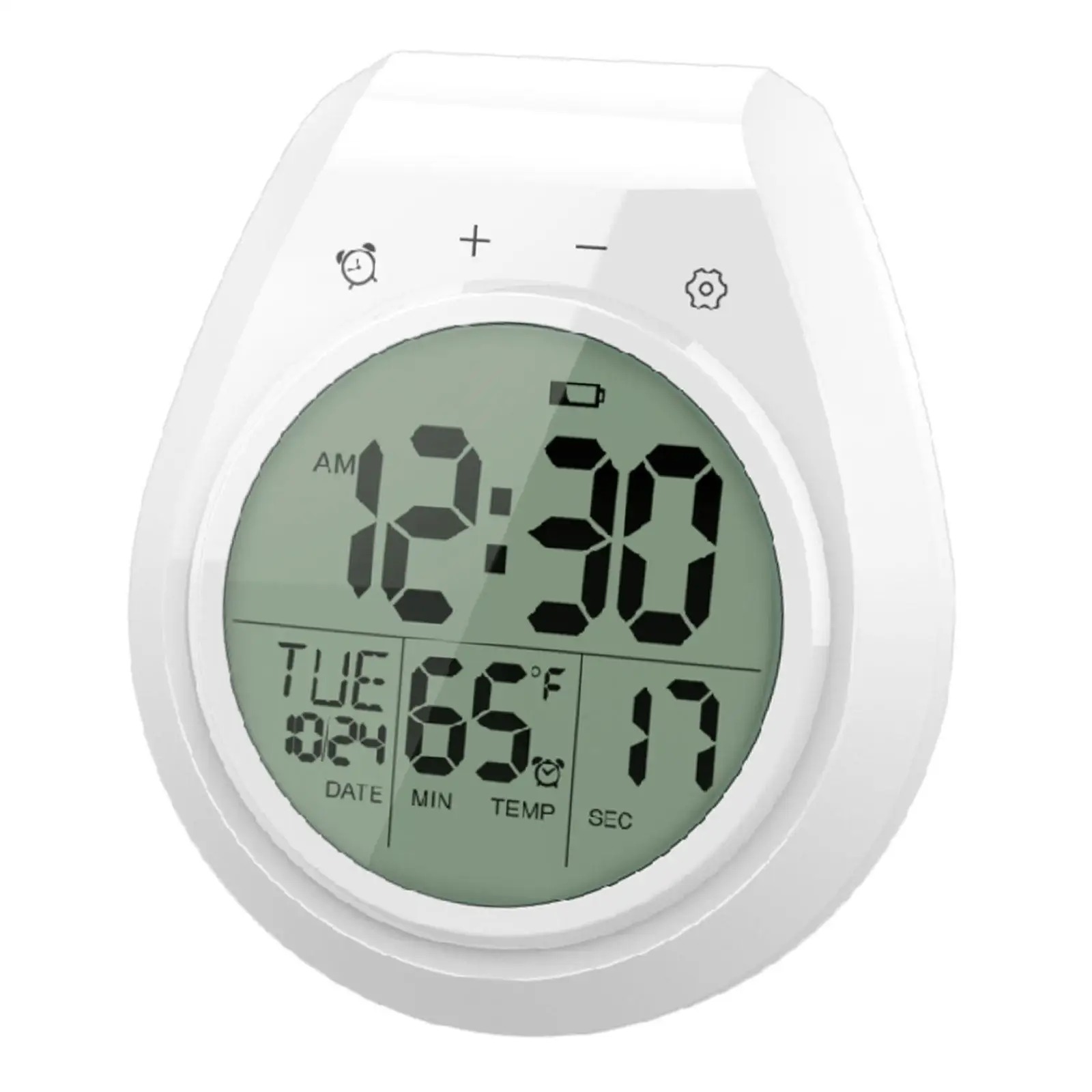 Large Display Digital Wall Clock Waterproof Alarm Clock Bathroom Kitchen Timer with Hanging Hole for Modern Home