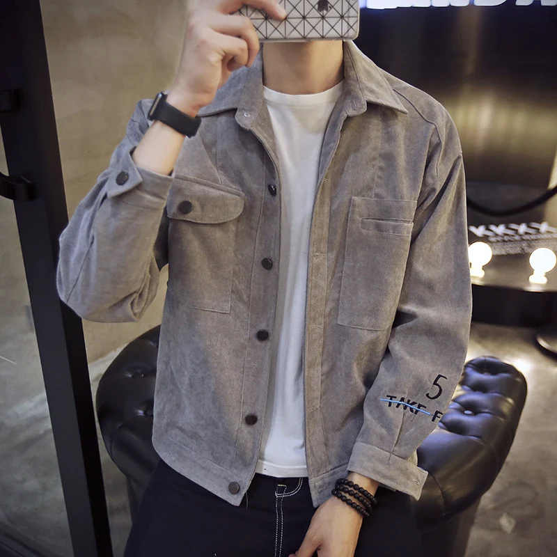 

Весенняя повседневная мужская куртка в Корейском стиле, рабочая одежда, пальто с откидным воротником, бейсбольная одежда, длинная верхняя одежда из полиэфирного волокна све