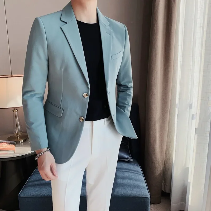 

2023 Boutique fashion business men youth trend leisure slim work gentleman Korean 27 optional British style wedding Blazer