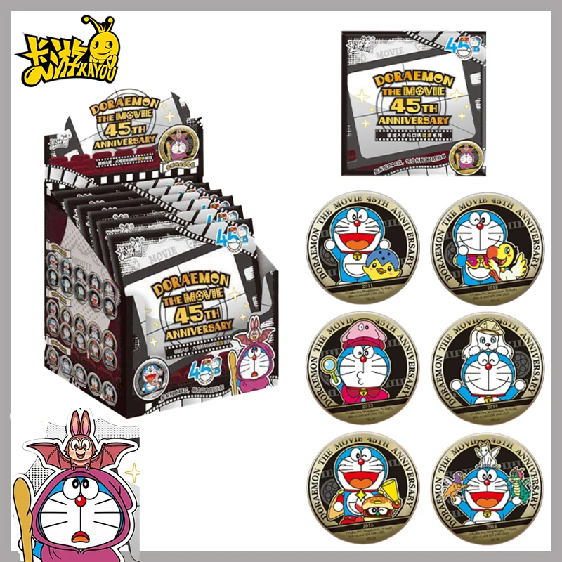 

Hot Authentic KAYOU Doraemon 45th Anniversary Metal Badge Set – Tinplate Pin Brooch Anime Collection Toys Cute Gift for Children