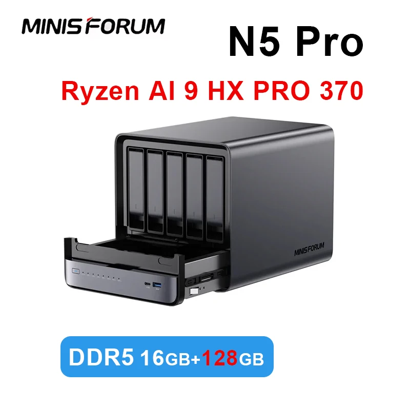 MINISFORUM N5 Pro AMD Ryzen AI 9 HX PRO 370 Nas AI Mini PC 16GB