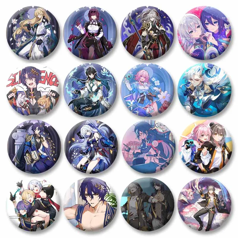 Game Honkai Star Rail Brooch Pins Cartoon Role Sunday Bailu Snap-in Button Pin Tinplate Round Badge Fans Collection Jewelry Gift