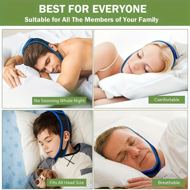 A chin support for preventing snoring, snoring, and sleep apnea, suitable for both men and women as a health care sleep aid.