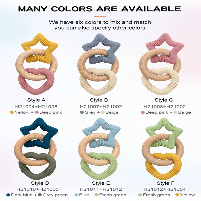 Baby Teether Silicone Five-pointed Star Love Ring Newborn 0 12 Year Old Toys Silicone No BPA Teething Ring Toys for Infant Gifts