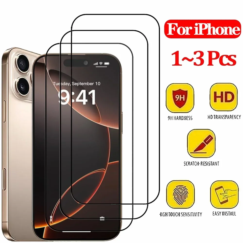 

1-3PCS Front Protective Film For iPhone 17 16 15 Pro Max Glass Screen Protector iPhone 16e 15 14 13 12 11 Pro MaxPro