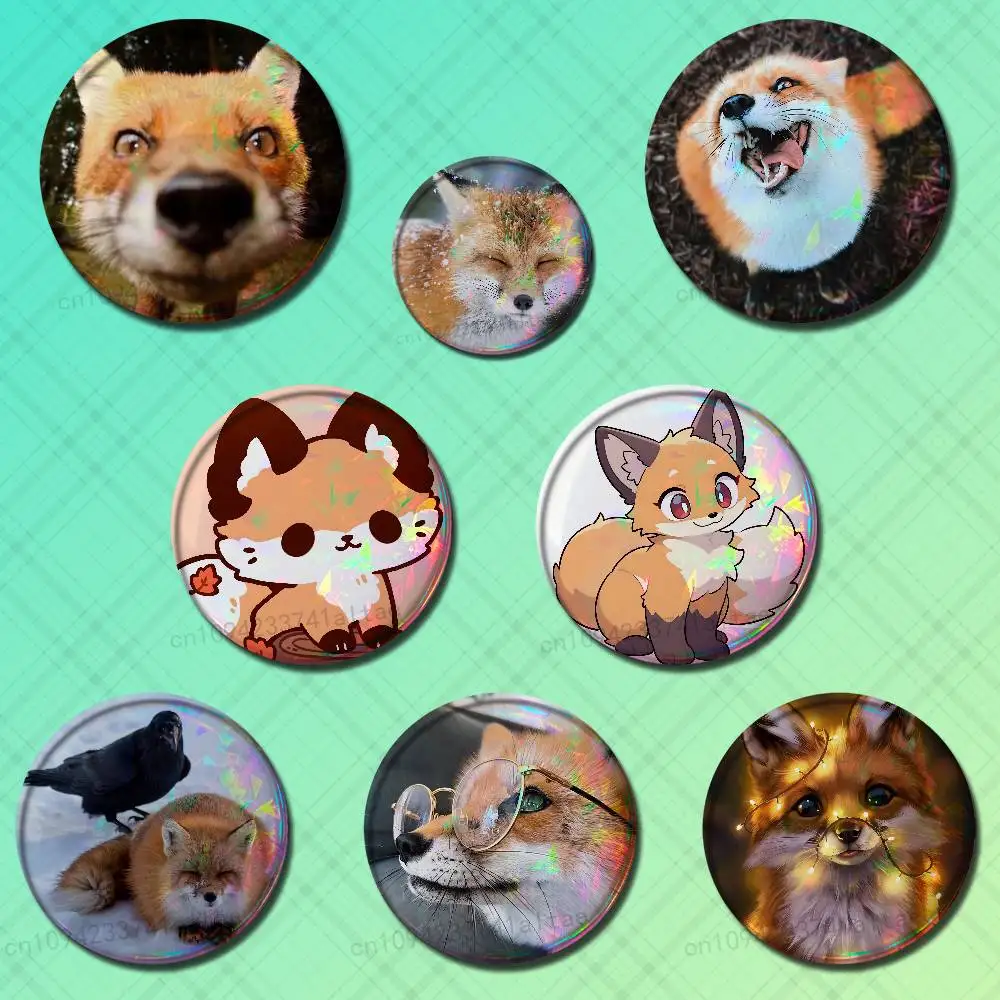 

Cute Fox Animal Expression Badges 25mm 32mm 44mm 58mm 75mm Cartoon Brooch Pins Backpack Hat Accessories Lover Gifts