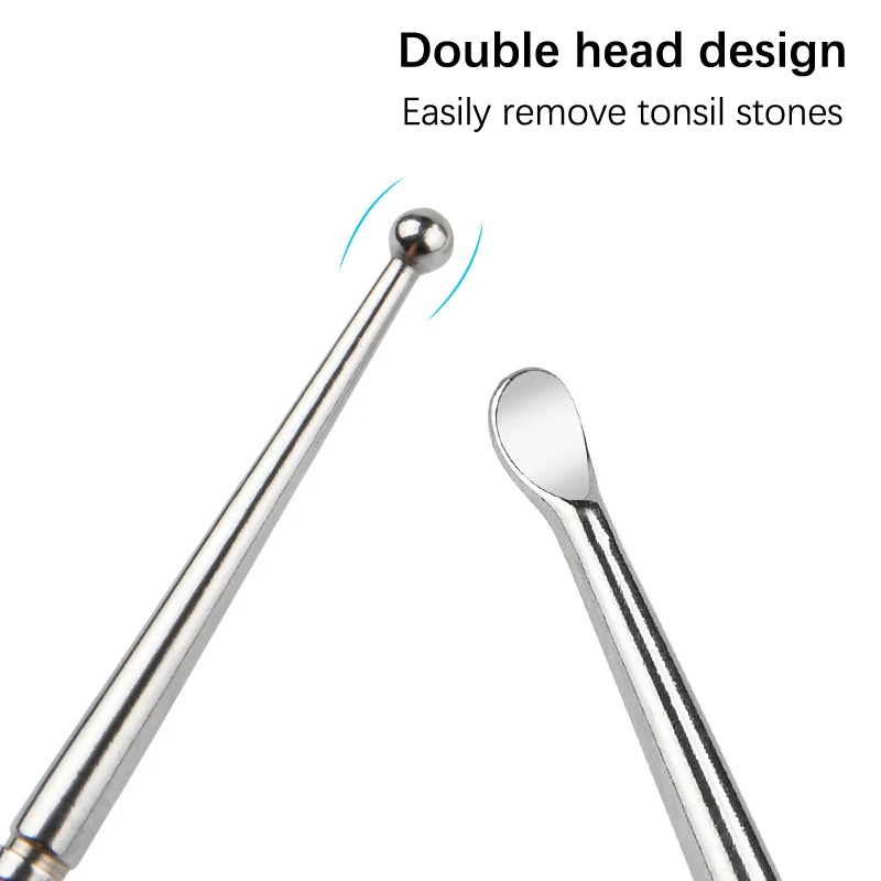 1Pc Stainless Steel Tonsil Stone Removal Ear Wax Remover 2 In 1 Double Head Tool Nonslip Mouth Cleaning Health Care Fresh Breath