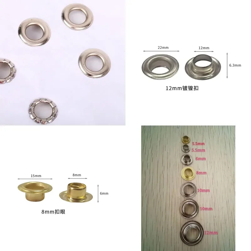 12mm Golden Silver Color Eyelets Grommets Button New for Banners Tarpaulin Cloth Name Card Fabric Eyelet Punching 1 Year