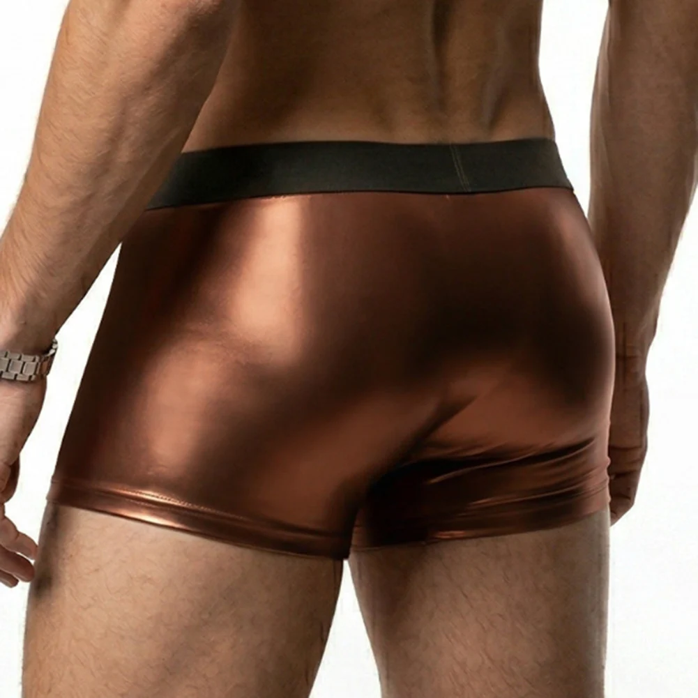 Elastic Silky Underwear U Convex Pouch Men Shiny Sports Simple Boxers Shorts Ice Silk Comfortable No Trace Basic Style