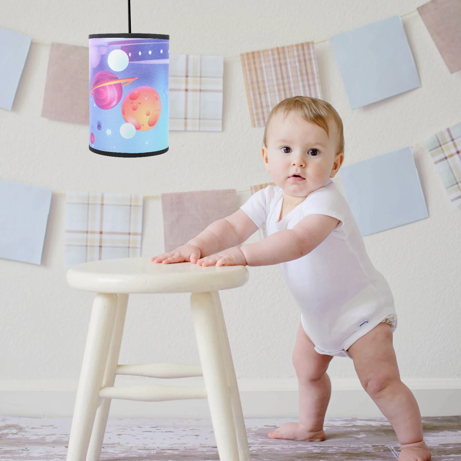 

Stellar Space Lampshade Kids Bedroom Fabric Light Shade Cartoon Table Lamp Cover For Children Bedroom Decor Gift