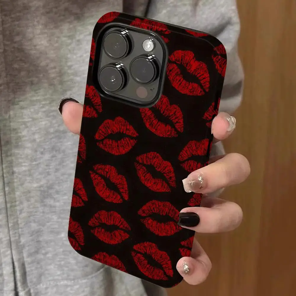 

Lips wallpaper Phone Case Double-layered 2-in-1 Film Case For IPhone 16 15 Promax 14 13 Pro 12 11 plus Samsung S25 24 23 Covers