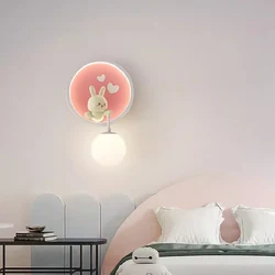 Children's Room Bedside Wall Lamps Cute Rabbit Bear Bubble Ball Lamp Modern Minimalist Nursery Boy Girl Bedroom Decor Wall Light