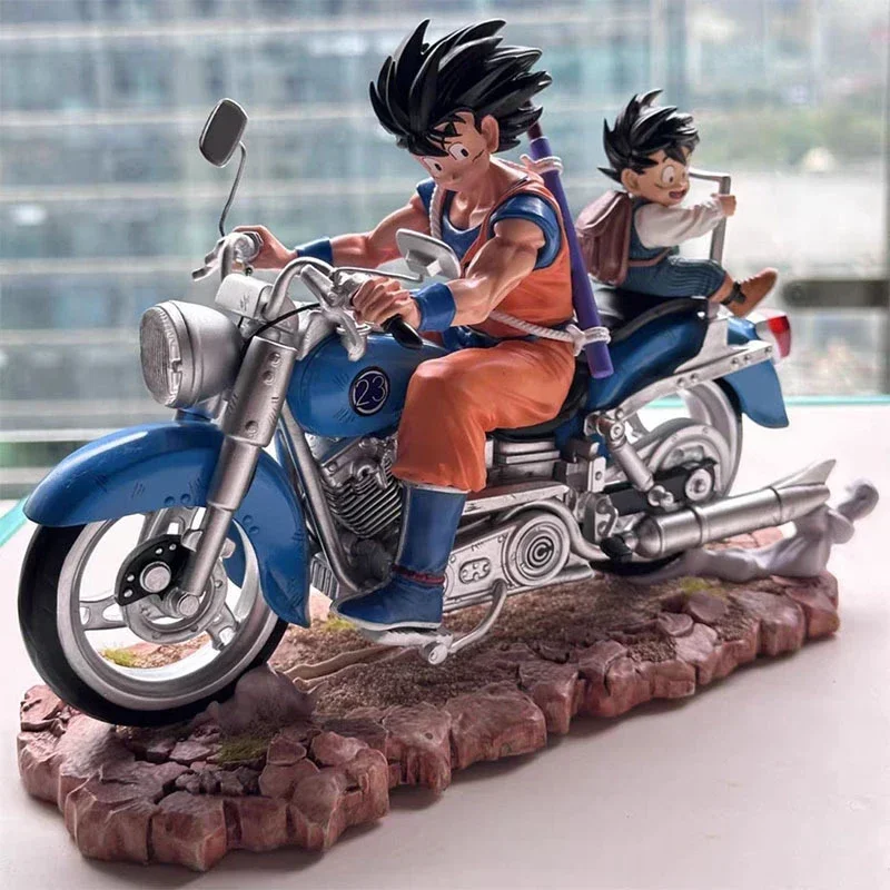 Dragon Ball Gk Motorfiets Zoon Goku En Zoon Gohan Anime Figuren Verzamelbaar Model Desktop Ornament Volwassen Kinderen Speelgoed Geschenken Speelgoed