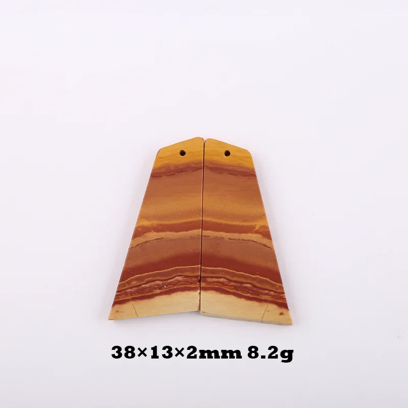 Perle de boucle d'oreille en jaspe avec image de feu en pierre naturelle, bijoux à la mode, boucles d'oreilles Intarsia pour femmes 41x10x3mm 8.2g