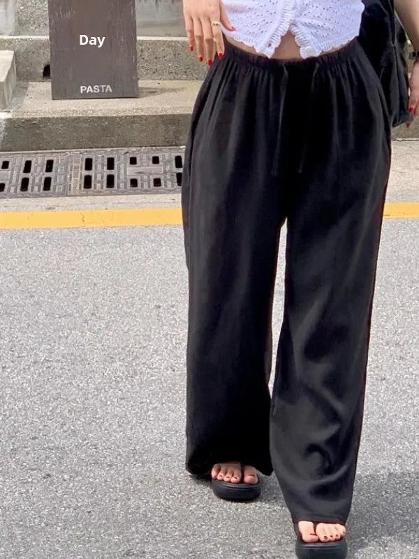 Pantaloni a gamba dritta a vita alta Pantaloni a gamba larga larghi versatili da donna Pantaloni casual coreani Sle di nuovo arrivo