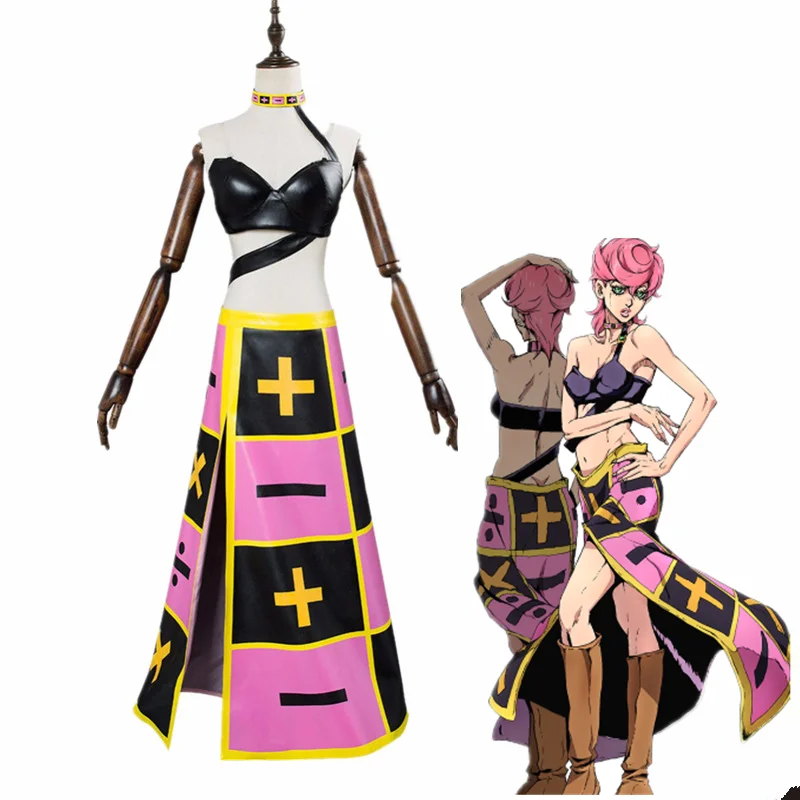 

Anime Jo Jo Trish Una Cosplay Costume Bizarre Adventure Golden Wind Cosplay Bra Skirt Outfits Halloween Carnival Women Clothing
