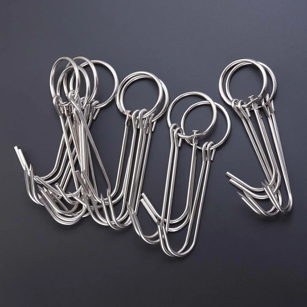 

6pcs Stainless Steel Meat Hooks 35cm Roast Duck BBQ Drying Rack Double Hook For Butcher Shop Kitchen Grocery Store