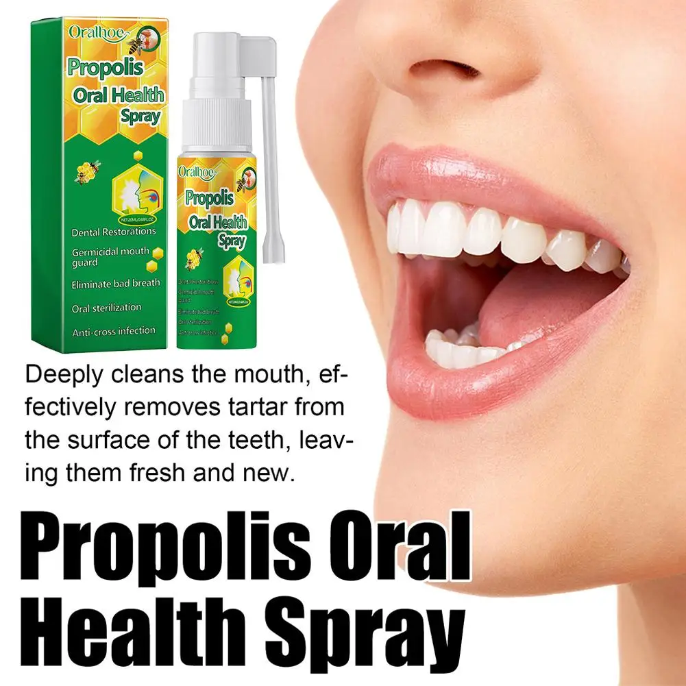 Espray Oral limpio de propóleo de abeja, tratamiento bucal, mal aliento, ulceración Oral, faringgitis, halatosis, aliento, gota fresca a base de hierbas