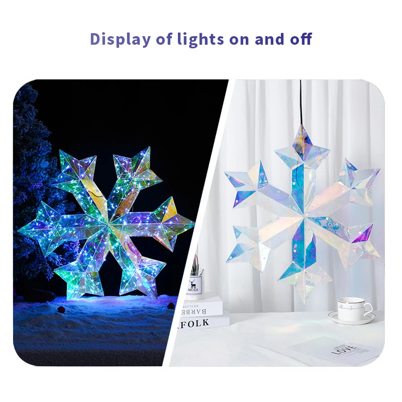 เกล็ดหิมะสี LED แหล่งจ่ายไฟ USB ตกแต่งแบบแขวน เสริมบรรยากาศ เหมาะสําหรับงานปาร์ตี้วันหยุด ของตกแต่งบ้าน