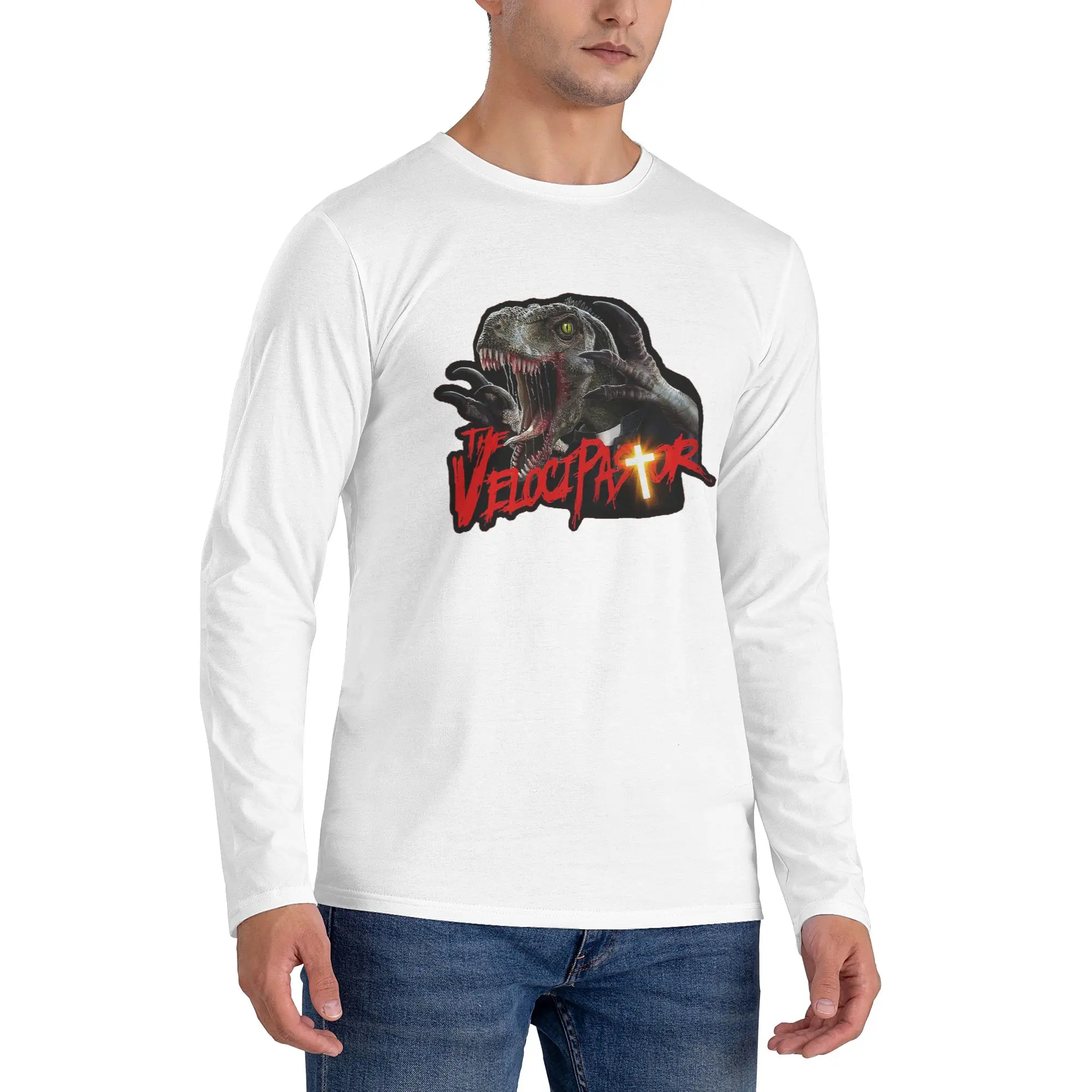 

Мужская футболка с длинными рукавами The VelociPastor, модные футболки с круглым вырезом, весенние и осенние мужские топы