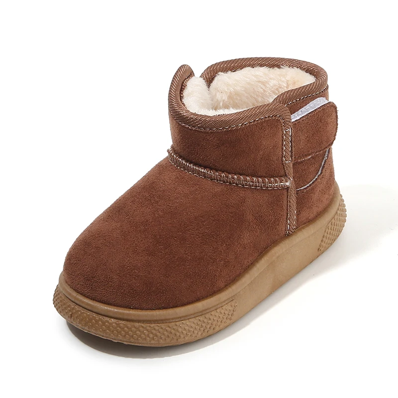 

Winter Baby Snow Boots Warm Boys Short Boots Girls Cute Buckle Design Cotton Shoes Children Shoes With Thick Fur