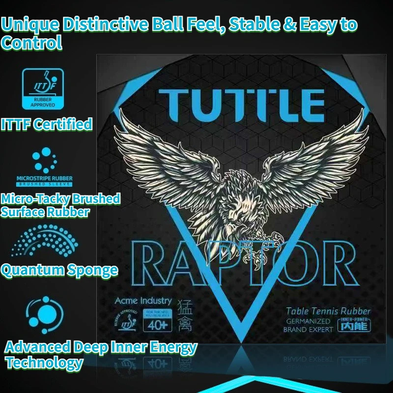 tuttle-raptor-55a-ittf承認卓球ラバー-ピンプスインタイプ-21mmインナーエネルギー量子スポンジ-475-°-ピンポンラバー