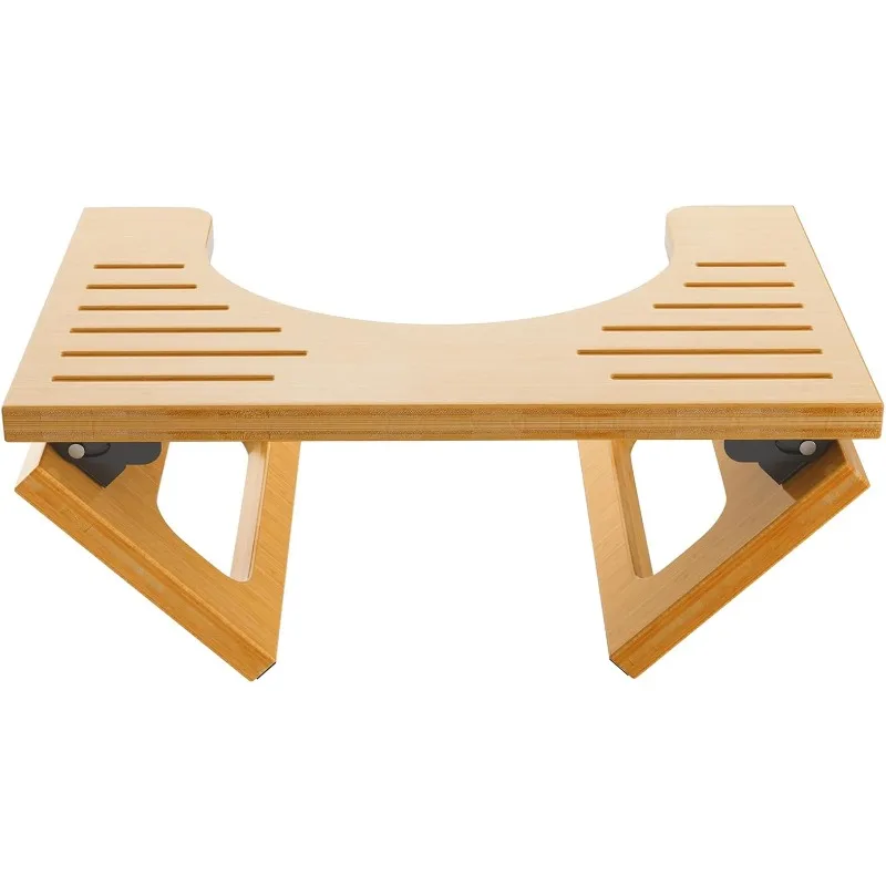 

7 Inches Bamboo Toilet Stool Squat for Adults, Collapsible Poop Stool for Bathroom, Potty Step Stool with Non-Slip St