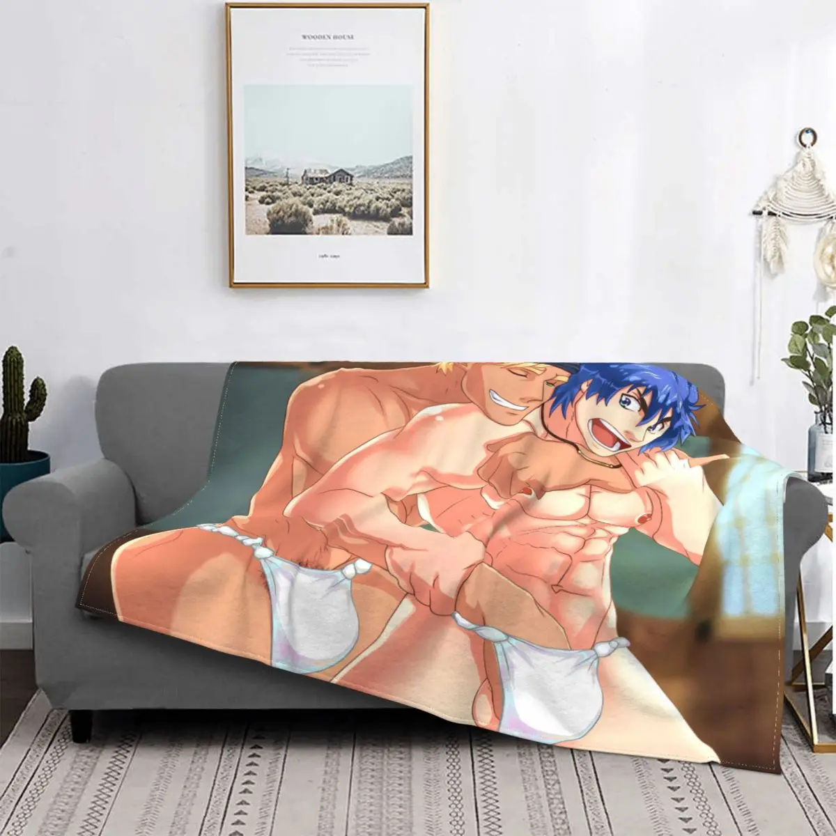 Gay Art Anime Bara Boys Yaoi Digital Painting Hot Male Characters 7angelm Aron Arion 2024 An Ultra-Soft Micro Fleece Blanket