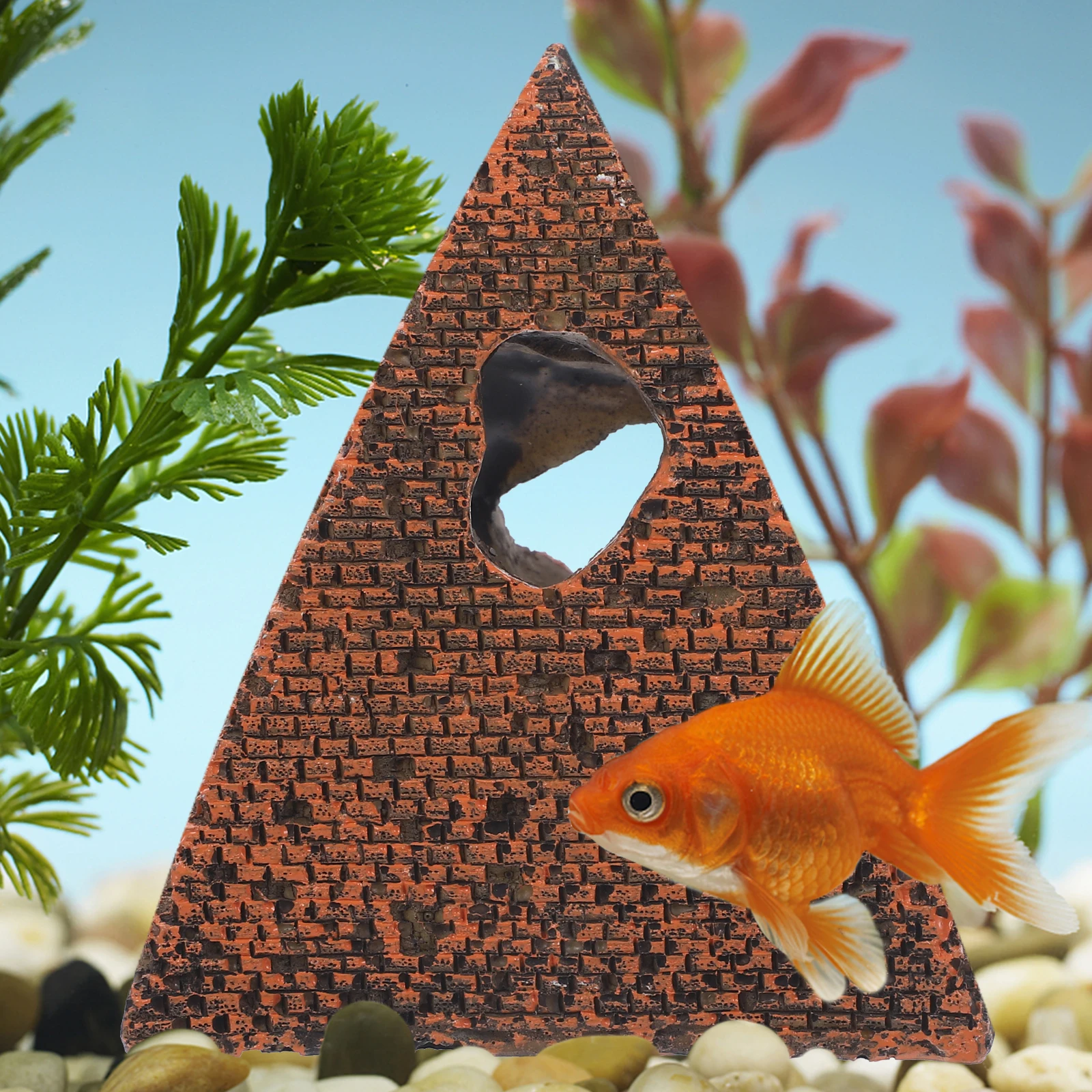 

Resin Artificial Pyramid Fish Tank Shrimp Habitat Size Aquarium Decoration Prop Fish Tank Habitat Pyramid Accessories